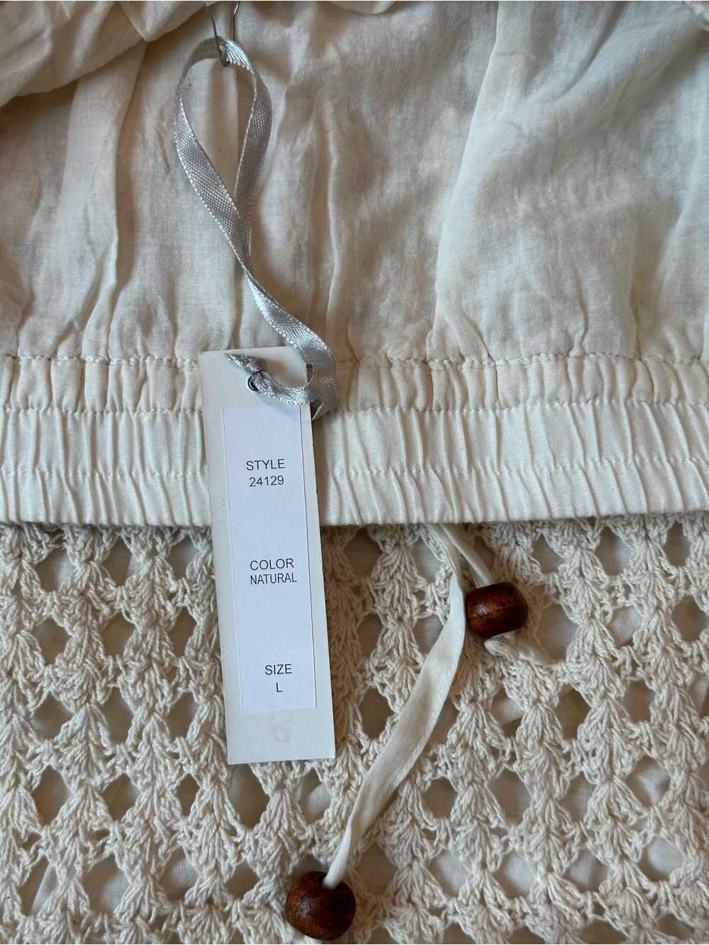 Lucky & Coco Womens Crochet Maxi Skirt L Ivory Drawstring Boho Grandmacore - Picture 6 of 11